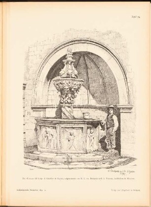 Fontana del Corpo di Guardia, Ragusa: Perspektivische Ansicht (aus: Architekt. Rundschau, hrsg.v. Eisenlohr & Weigle, 1894)
