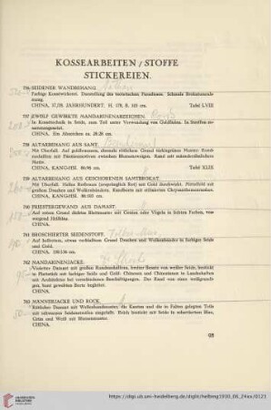 Kossearbeiten / Stoffe Stickereien (Nr. 756-792)