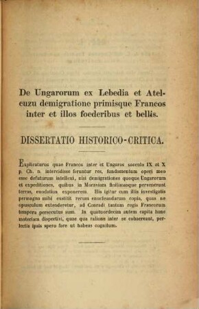 De Ungarorum ex Lebedia et Atelcuzu demigratione primisque Francos inter et illos foederibus et bellis : Münsterer Dissertation