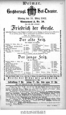 Friedrich der Große [Der alte Fritz (Nachspiel als Vorspiel); Der junge Fritz]