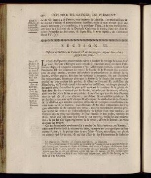 Section VI. Histoire de Savoie, de Piemont & de Sardaigne depuis 1660 jusqu´à nos jours.