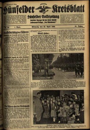 Erste Ausgabe vom Mittwoch, den 22. April 1936.