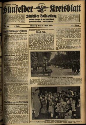 Erste Ausgabe vom Mittwoch, den 22. April 1936.