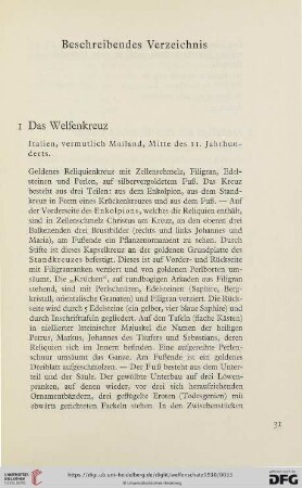 Beschreibendes Verzeichnis (Nr. 1 - 82)