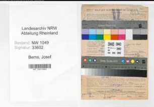 Entnazifizierung Josef Berns , geb. 02.02.1903 (Versicherungsangestellter)