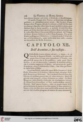 Capitolo XII: Dell'Aventino, e sue vestigie