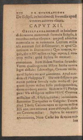 De Eclipsi, in huiusmodi formulis apud veteres autores usitata. Caput XII.