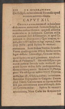 De Eclipsi, in huiusmodi formulis apud veteres autores usitata. Caput XII.