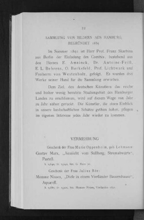 Sammlung von Bildern aus Hamburg, begründet 1889