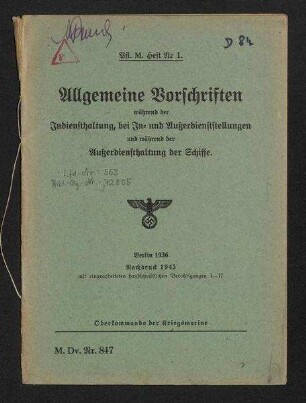 Vorschriften für die Pflege der Maschinenanlagen auf den Schiffen der Kriegsmarine