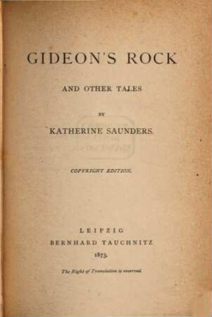 Gideon's rock and other tales