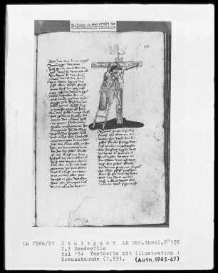 Jacob von Teramo, Belial und Johannes von Mandeville, Reise nach Jerusalem — Jean de Mandeville, Die Reise nach Jerusalem — Kreuzabnahme, Folio 134recto