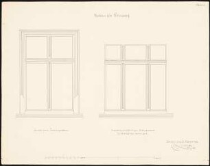 Herrschaftliches Wohnhaus, Belmsdorf Umbau: Aufriss Fenster im Erdgeschoss und Erker, Maßstabsleiste 1:10