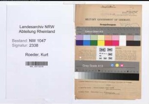 Entnazifizierung Kurt Roeder , geb. 10.11.1901 (Lehrer)