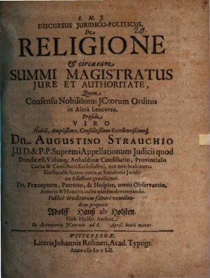 Disp. inaug. de brachio seculari