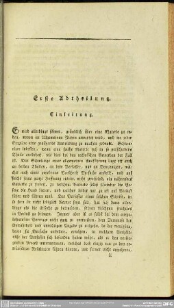 Erste Abtheilung. Einleitung