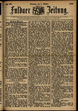 Erste Ausgabe vom Samstag, den 05. Oktober 1889.