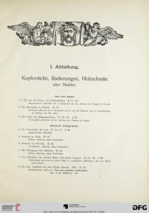 Kupferstiche, Radierungen, Holzschnitte alter Meister (Nr. 1-935)