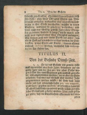 Titulus II. Von der Gesinde Dienst-Zeit.