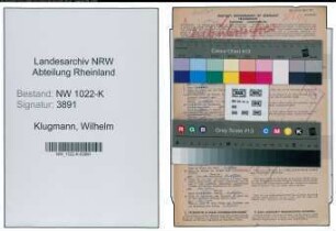 Entnazifizierung Wilhelm Klugmann , geb. 03.06.1898 (Arzt)