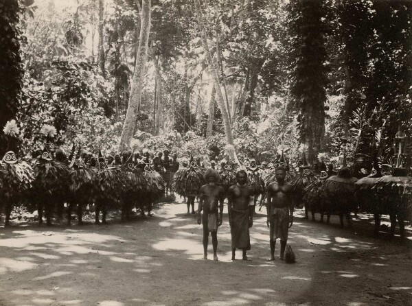 "The Duk-Duk received by the three festival organisers on the festival site."