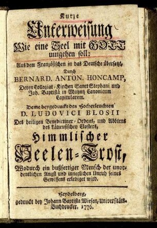 Kurze Unterweisung Wie eine Seel mit Gott umgehen soll