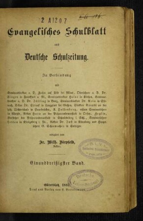 31: Evangelisches Schulblatt und deutsche Schulzeitung - 31.1887