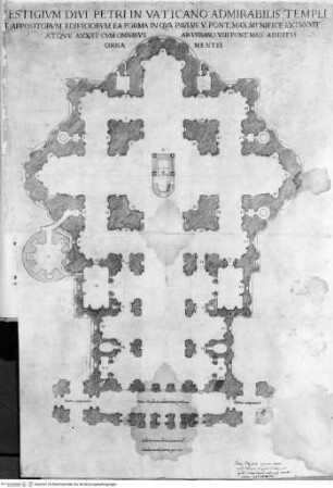 Basilicae veteris Vaticanae descriptio. (Auctore Romano. Cum notis Abbatis Pauli de Angelis, quibus accedit descriptio brevis novi templi Vaticani, necnon utriusque ichnographia) - Tav. 3: Roma, S. Pietro in Vaticano, pianta della nuova basilica
