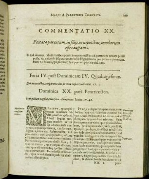 Commentatio XX. Peccata parentum, in filijs ac nepotibus, morborum esse caussam.