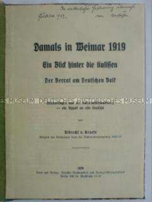 Erinnerungsschrift an die Tage der Revolution 1919