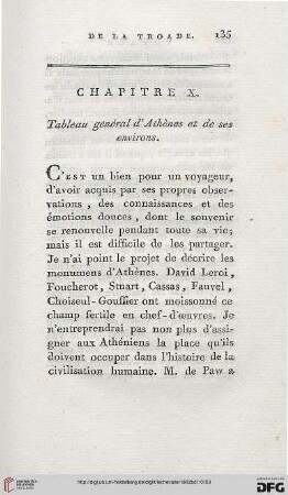 Chapitre X: Tableau général d’Athènes et de ses environs