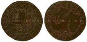 Niederländischer Historienpfennig zum Glaubensstreit in Aachen