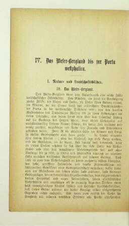 IV. Das Weser-Bergland bis zur Porta Westphalica