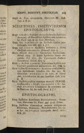 565-588, Scriptores Institutionum Epistolicarum - Scriptores Artis Poeticae