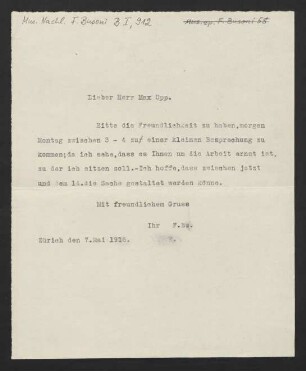 Brief an Max Oppenheimer : 07.05.1916