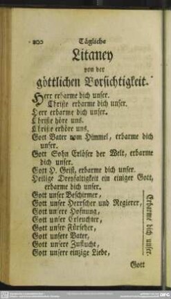 Litaney von der göttlichen Vorsichtigkeit