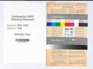 Entnazifizierung Paul Schmitz , geb. 23.12.1905 (Bankangest.)
