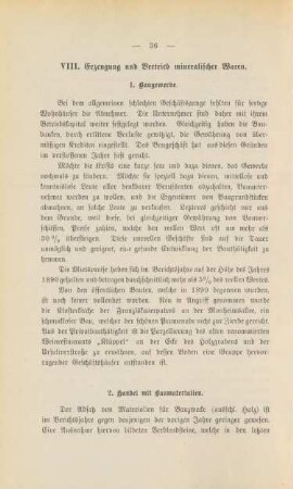 VIII. Erzeugung und Vertrieb mineralischer Waren.