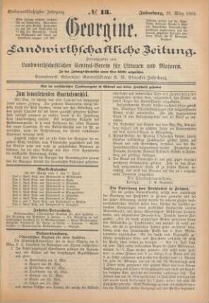 Siebenundfünfzigster Jahrgang. No. 13. Insterburg, 28. März 1889.
