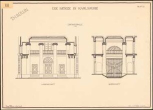 Die Münze, Karlsruhe: Einfahrtshalle: Querschnitt, Längsschnitt 1:50