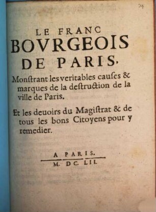 Le Franc Bourgeois de Paris