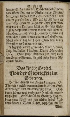 Das Andre Capitel. Von der Richtigkeit im Schreiben.