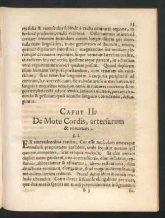 Caput II. De Motu Cordis, arteriarum & venarum.