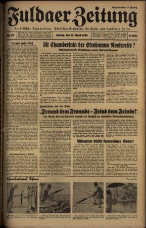 Ausgabe vom Freitag, den 14. April 1939.