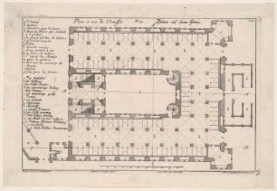 Dresden, Erdgeschoss-Grundriss des Stallgebäudes (später Johanneum) mit Legende und Maßstab, No. 9, Blatt 271 aus Engelbrechts Architekturwerk