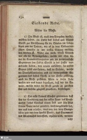 Siebende Rede. Wider die Messe