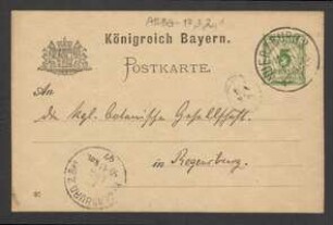 Brief von Otto Appel an Regensburgische Botanische Gesellschaft