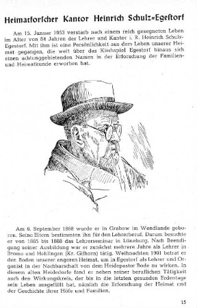 Heimatforscher Kantor Heinrich Schulz-Egestorf