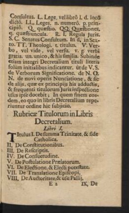 Rubricae Titulorum in Libris Decretalium