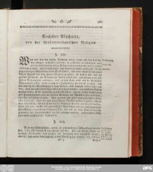 Sechster Abschnitt, von der Mohammedanischen Religion.